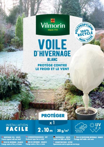 Croissance et protection des végétaux - Voile d'hivernage - 2 m x 10 m - Blanc - face recto
